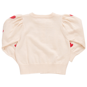 Constance Sweater - Cream & Red Hearts