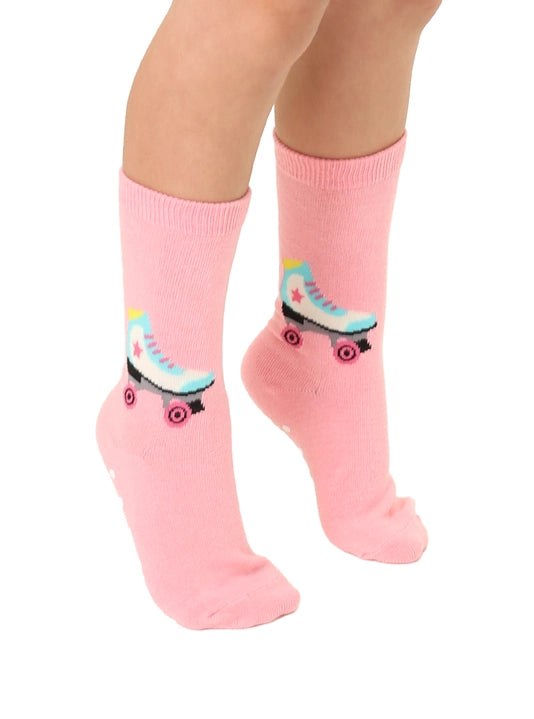 3D Packaged Crew Socks - Kids - Roller Skate - Pink