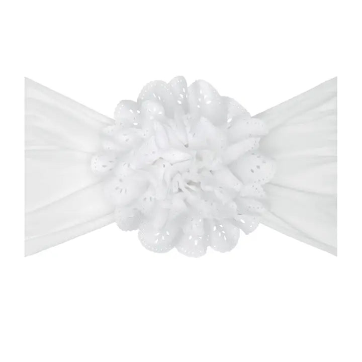 Eyelet Flower Headband - White