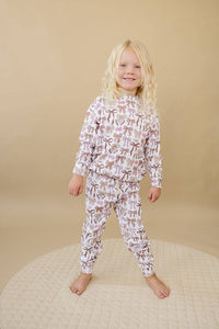 Jogger Set - Mocha Bows - 0-3M