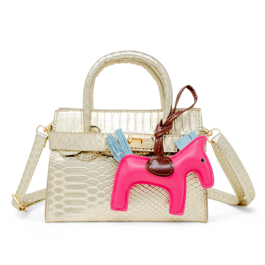 Crocodile Pony Handbag - Gold