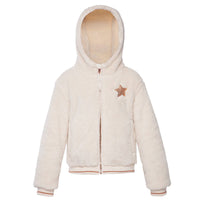 Girls' Teddy Fleece Hooded Sherpa Jacket - Beige