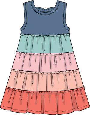 Colorblock Twirl Dress with Ruffle