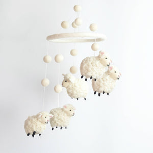 White Sheep - Felt Baby Mobile