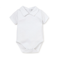 White Kissy Basics Short Sleeve Collar Bodysuit