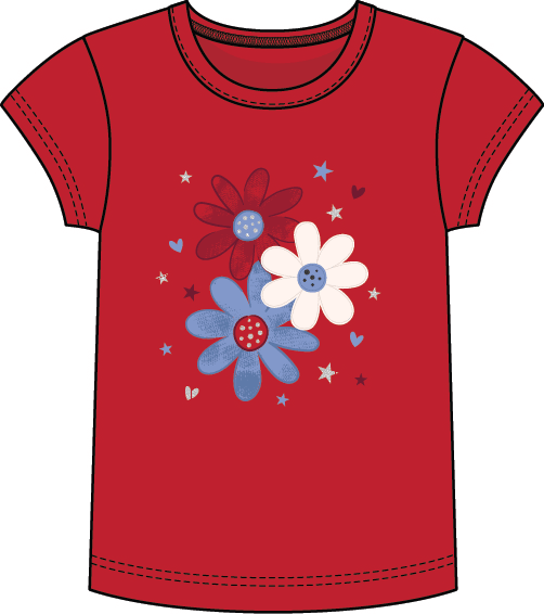 Red, White & Blue Floral Top