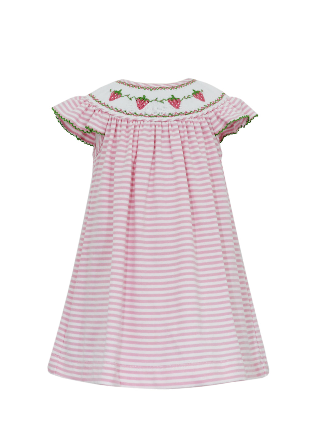 Strawberry Smocked Stripe Knit Bishop Dress