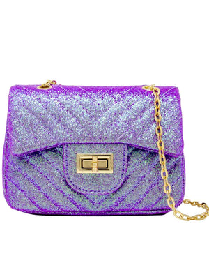 Classic Glitter Wave Handbag - Purple