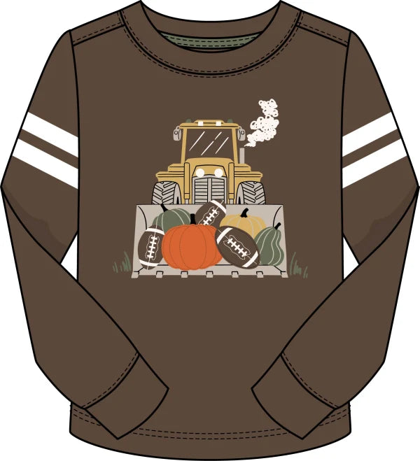 Tractor Fall Pumpkin Football L/S Shirt