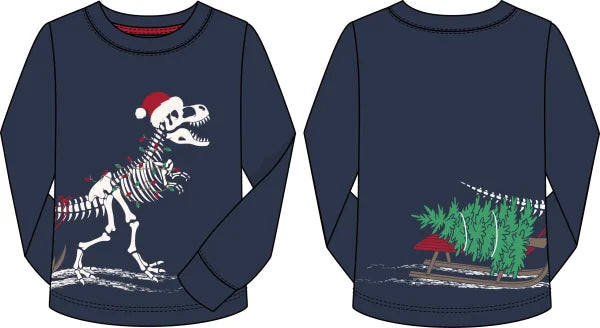 Dino Skeleton Christmas L/S Tee