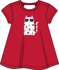 Cat with Glasses Red Tunic
