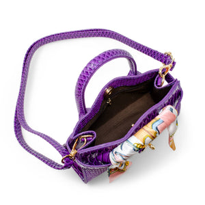 Vivid Crocodile Scarf Handbag - Purple
