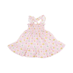 Floral Check Smocked Ruffle Sundress