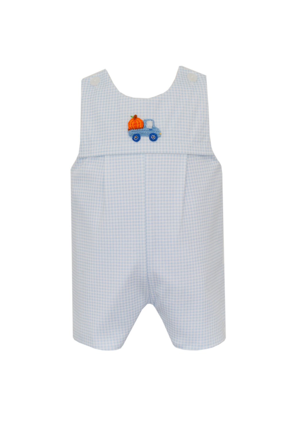 Pumpkin Truck Light Blue Gingham Short Jon Jon