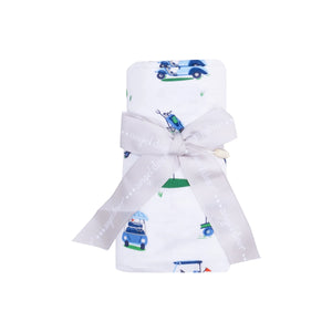 Vintage Golf Carts Bamboo Swaddle Blanket - Blue