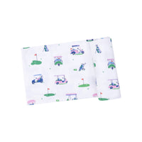 Vintage Golf Carts Bamboo Swaddle Blanket - Pink