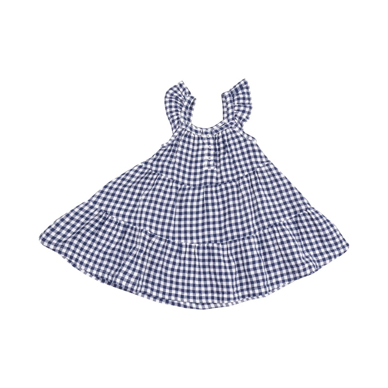 Navy Gingham Twirly Sundress