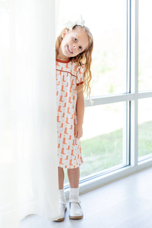 Burnt Orange Boots Catherine Dress