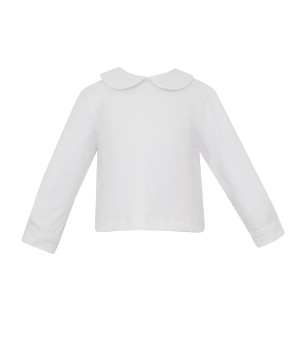 White Knit Peter Pan Long Sleeve Shirt