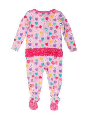 Be My Valentine - Ruffle One Piece Footie Bamboo Pajama