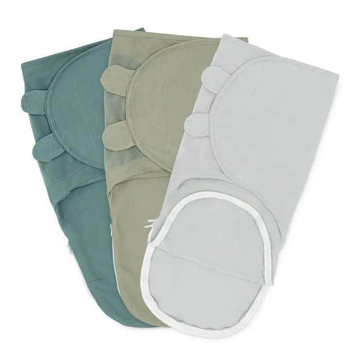 Baby Easy Swaddle Blankets w/ Zipper - 3 Pack - Stone/Sage/Azul