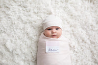 Lulujo Hello World Hat & Swaddle Set – Baby Pink