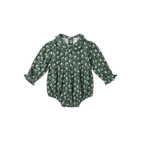 Cora Romper - Green Ditsy