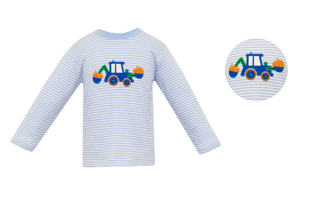 Construction Pumpkin Blue Stripe L/S Tee