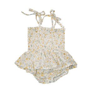 Flaxen Floral | Smocked Bubble w/ Skirt