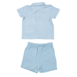 Golf Blue Stripe Polo Shirt & Short Set