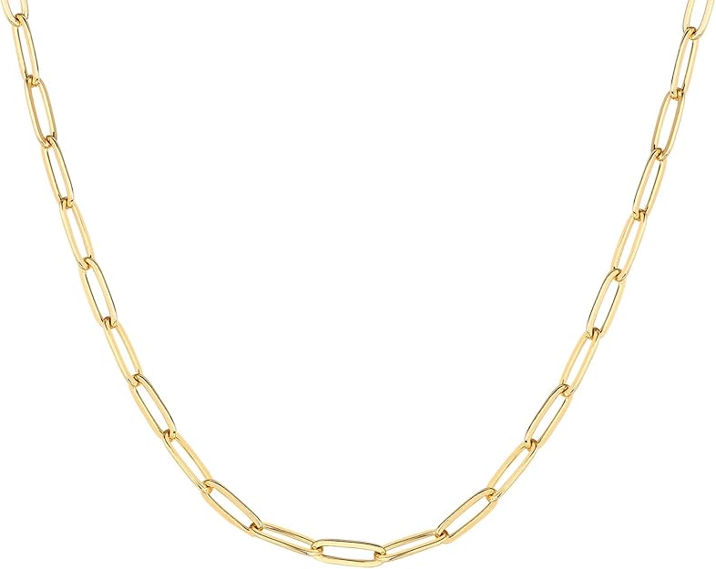 14K Gold Plated Paperclip Chain Necklace