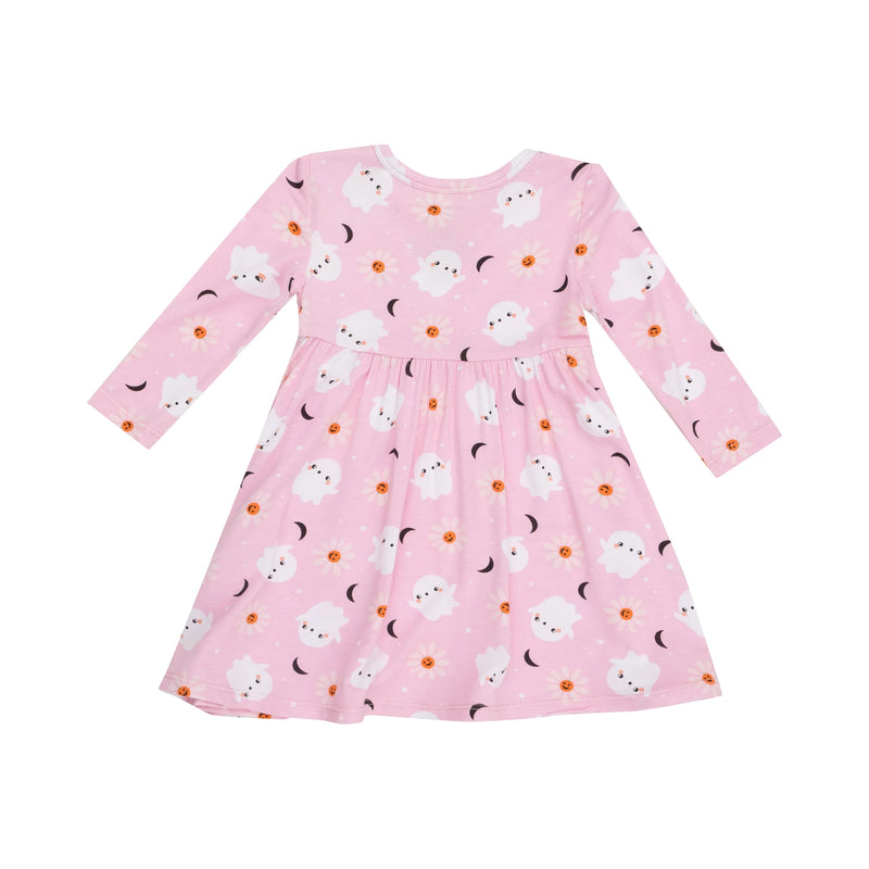 Spooky Ghost Pink Twirly L/S Dress