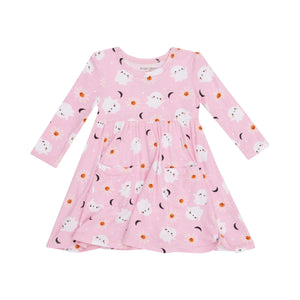 Spooky Ghost Pink Twirly L/S Dress