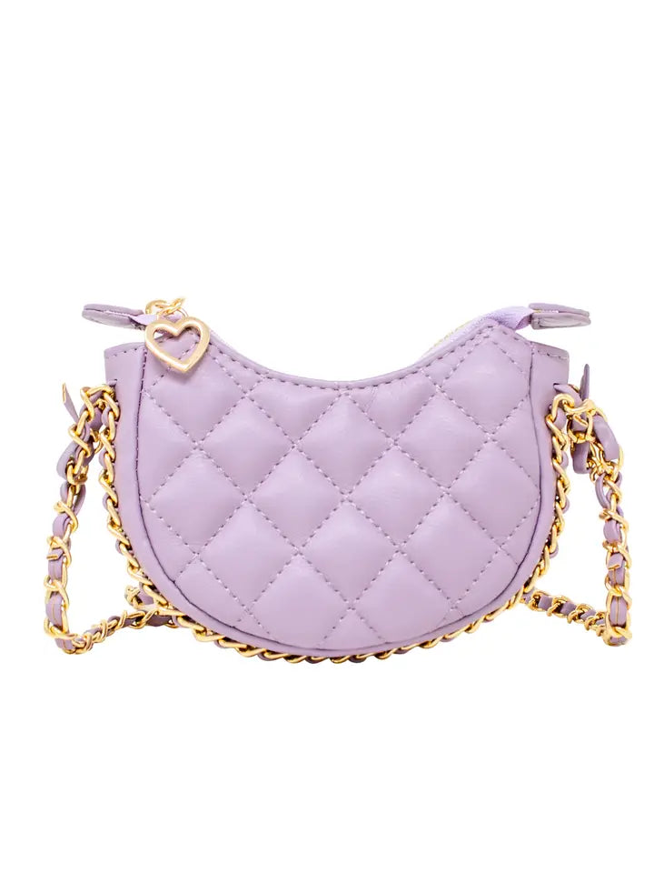 Tiny Quilted Hobo Bag - Light Purple