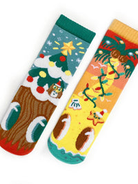 Christmas Trees Piney & Coco - Mismatched Non-Slip Kid Socks