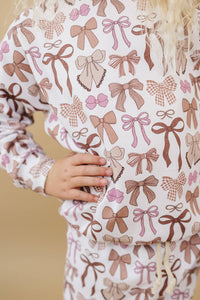 Jogger Set - Mocha Bows - 0-3M