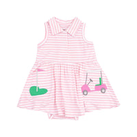 Golf Pink Stripe Mini Applique Collar Bodysuit Dress