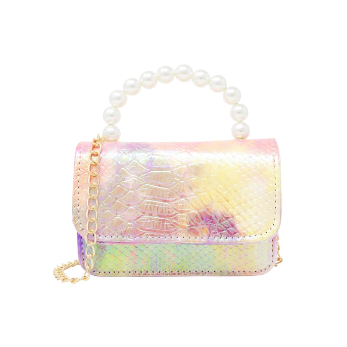 Tie Dye Crocodile Pearl Handle Bag - Pink