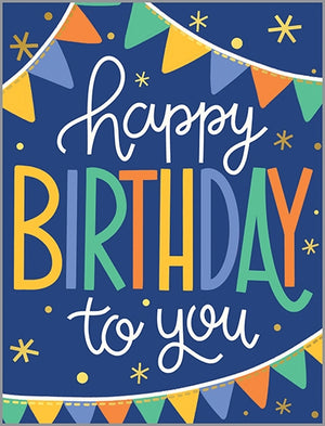 Birthday Card - Banner on Blue