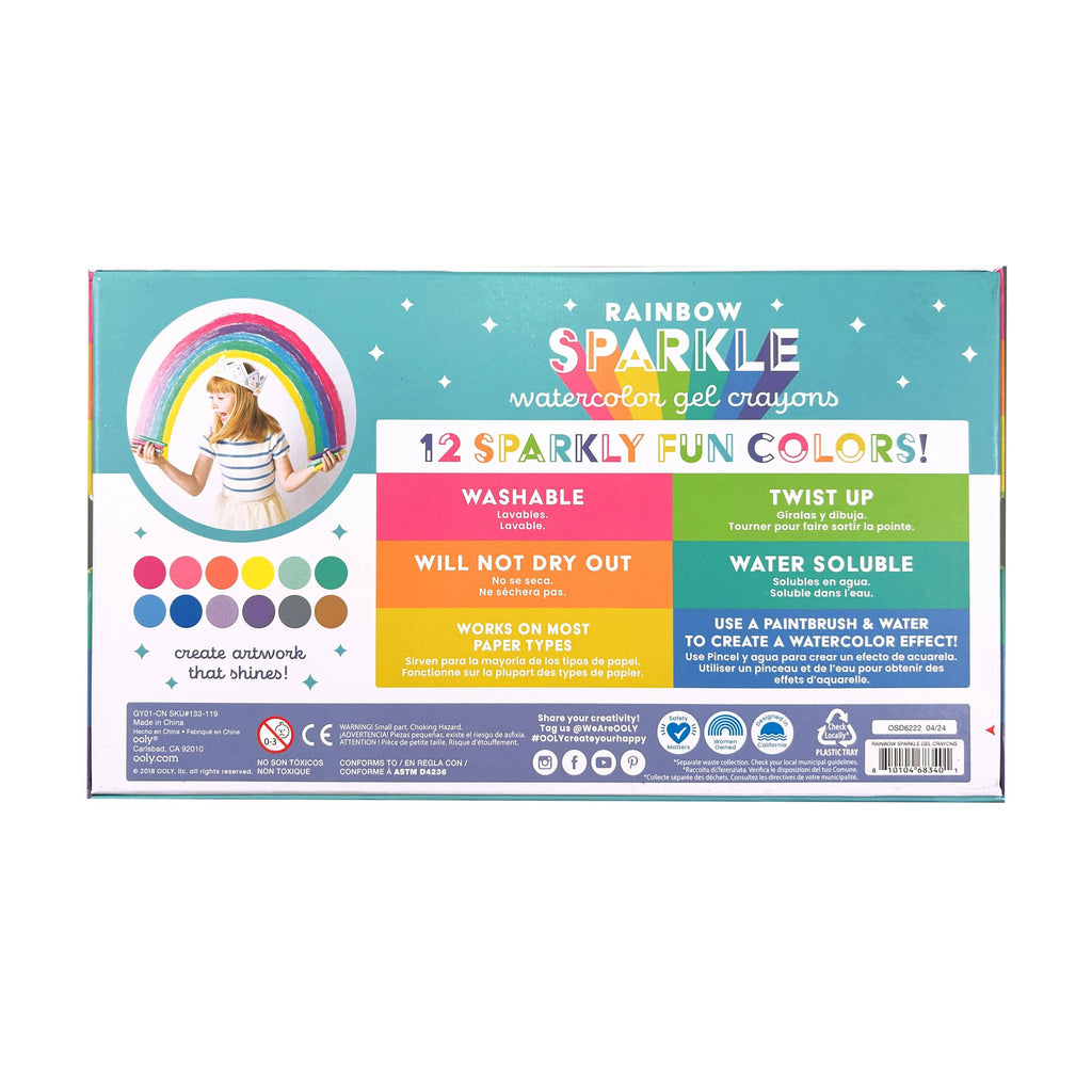 Rainbow Sparkle - Watercolor Gel Crayons (Set of 12)