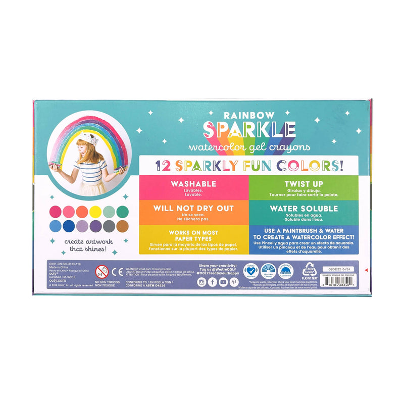 Rainbow Sparkle - Watercolor Gel Crayons (Set of 12)