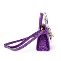 Vivid Crocodile Scarf Handbag - Purple