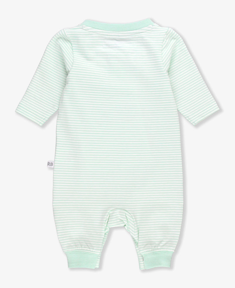 Tiny Mint Stripe - Knit Henley Pocket Romper