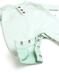 Tiny Mint Stripe - Knit Henley Pocket Romper