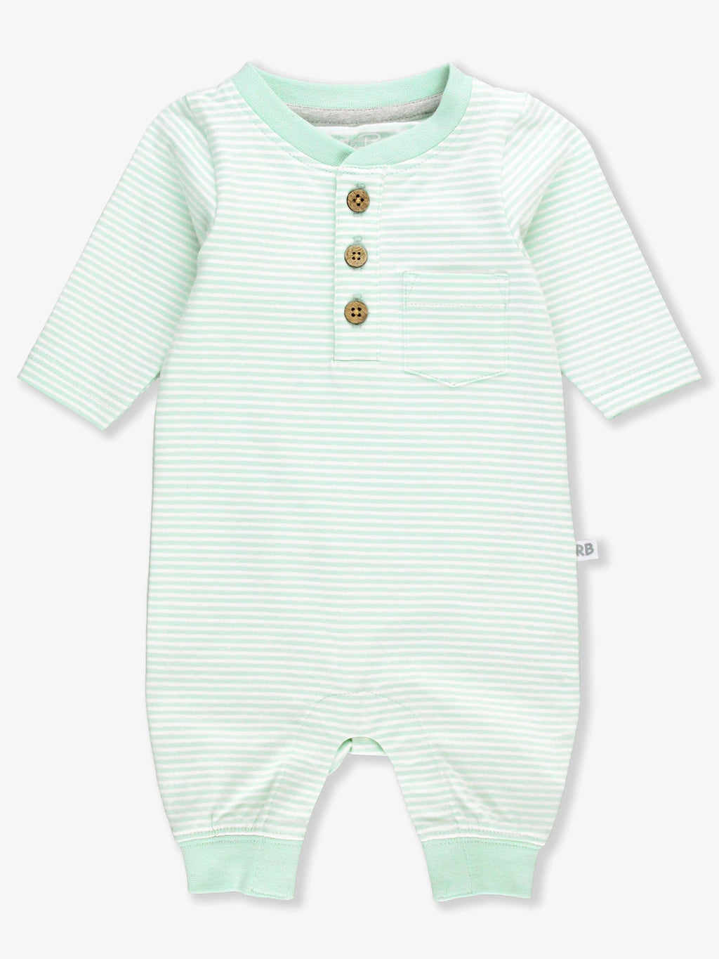 Tiny Mint Stripe - Knit Henley Pocket Romper