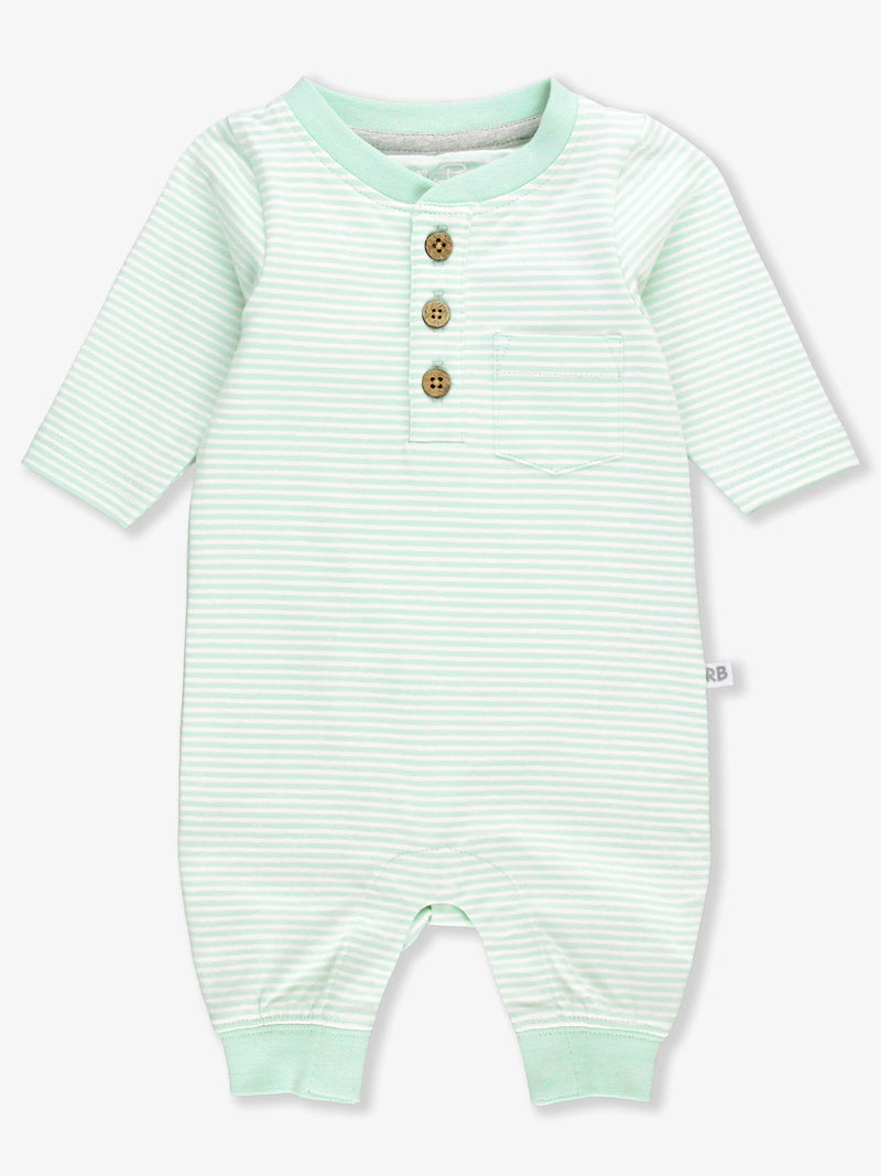 Tiny Mint Stripe - Knit Henley Pocket Romper