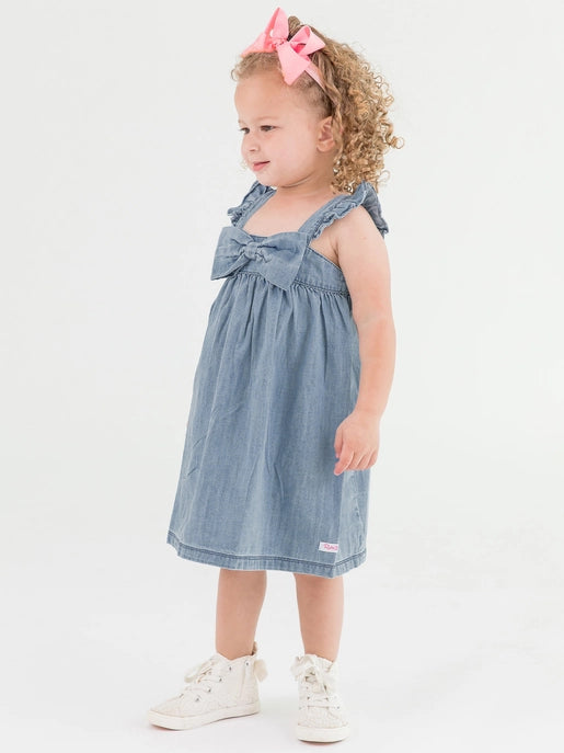 Longhorn Embroidery Lt Denim Bow Dress