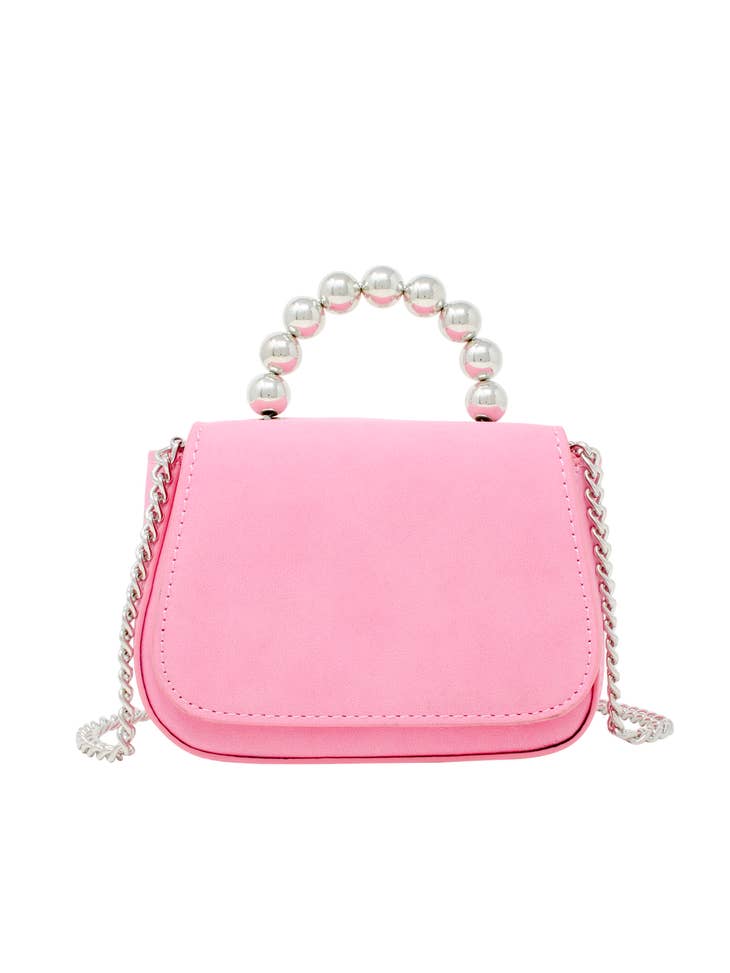 Tiny Metal Pearl Handle Handbag | Pink