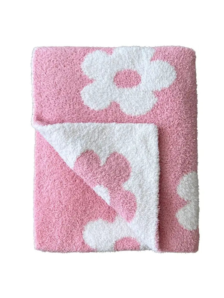 Daisy Fuzzy Blanket - Pink