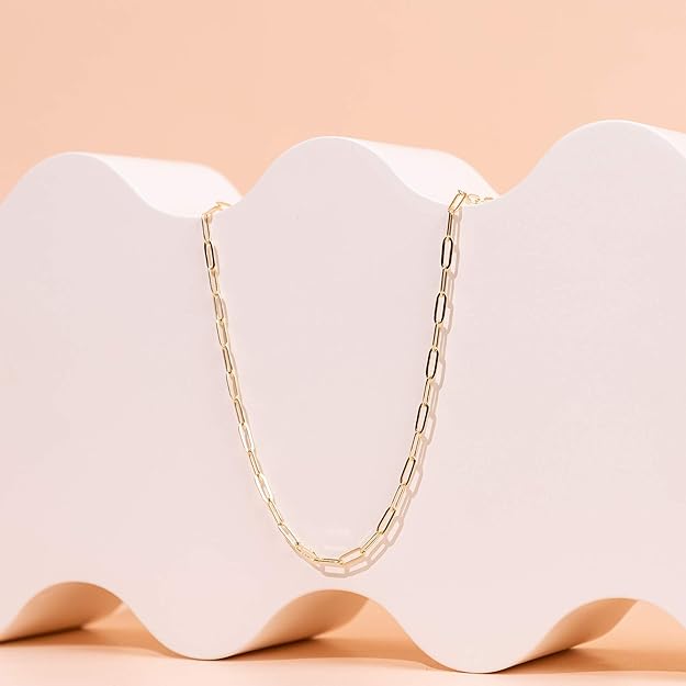 14K Gold Plated Paperclip Chain Necklace